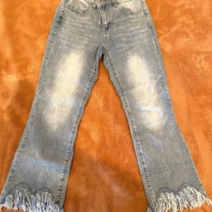 Frayed flare jeans